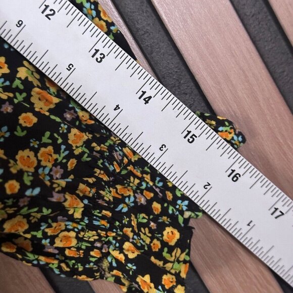 Faithful The Brand Sun Dress US 2 Womens Black Yellow Confetti 3/4 Sleeve Mini - Picture 5 of 8